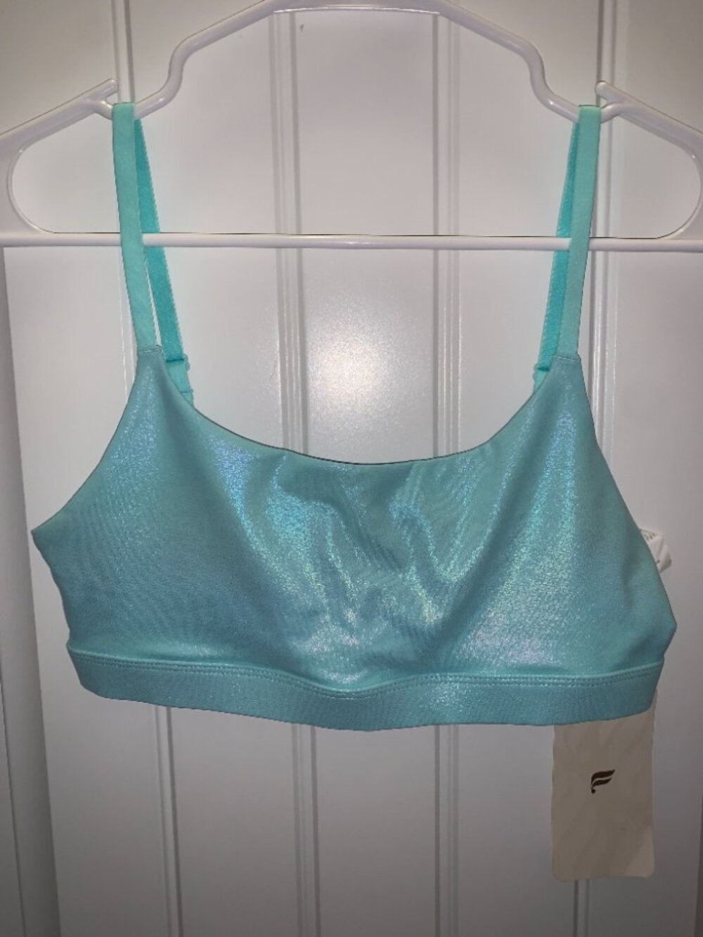 Blue Metallic Sports Bra by Fabletics